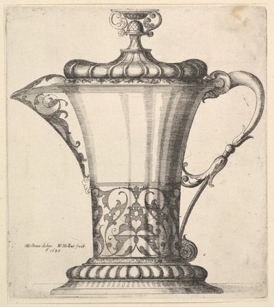 広い注ぎ口のある水差し、1645。 作： Wenceslaus Hollar