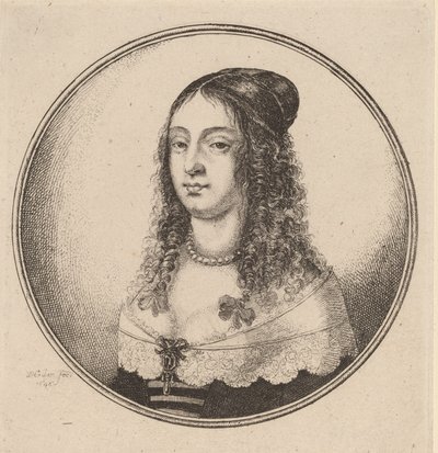 巻き毛にリボンをつけた女性 1646年 作： Wenceslaus Hollar