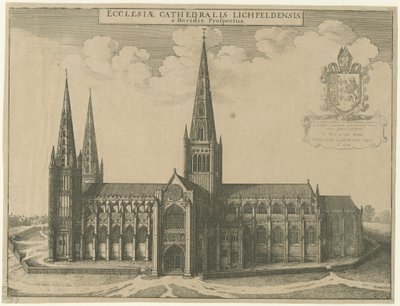 リッチフィールド大聖堂-サウスビュー：彫刻 作： Wenceslaus Hollar