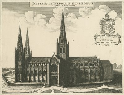 リッチフィールド大聖堂-サウスビュー：彫刻、1672年 作： Wenceslaus Hollar
