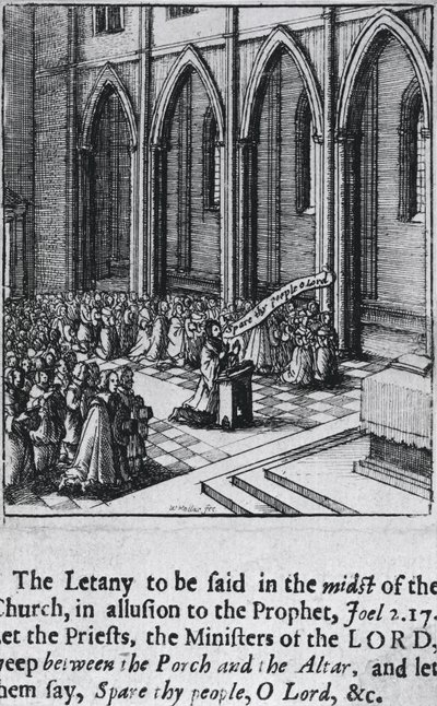教会でのリタニー（1655年頃）（エッチング 作： Wenceslaus Hollar