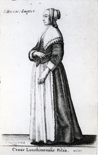 ロンドン市民の娘、1643 作： Wenceslaus Hollar