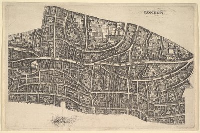 大火の前のロンドン、1666-77年。 作： Wenceslaus Hollar