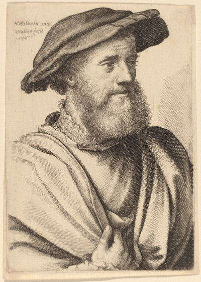 ハンス・ホルバイン、1646年、右向きのひげを生やした男。 作： Wenceslaus Hollar