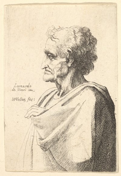 クローク、1625-77から手を出して左に悲惨な表情を持つ男。 作： Wenceslaus Hollar
