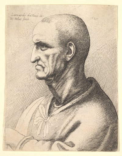 厳格な表情をした男性の横顔（左） 1645年 作： Wenceslaus Hollar