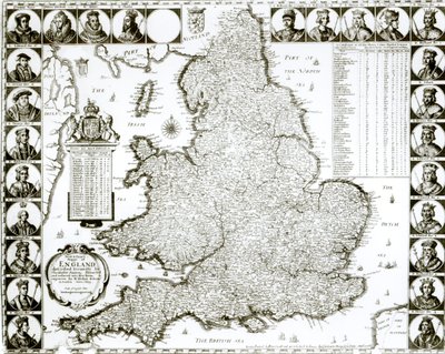 イングランドとウェールズの地図、1644年 作： Wenceslaus Hollar
