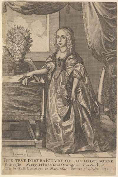 メアリー、プリンセスオブオレンジ、1625-77年。 作： Wenceslaus Hollar