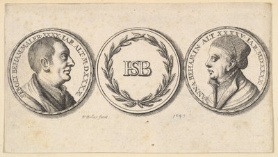 セバルドベハムとアンナベハムの肖像画が描かれたメダリオン、1647年。 作： Wenceslaus Hollar