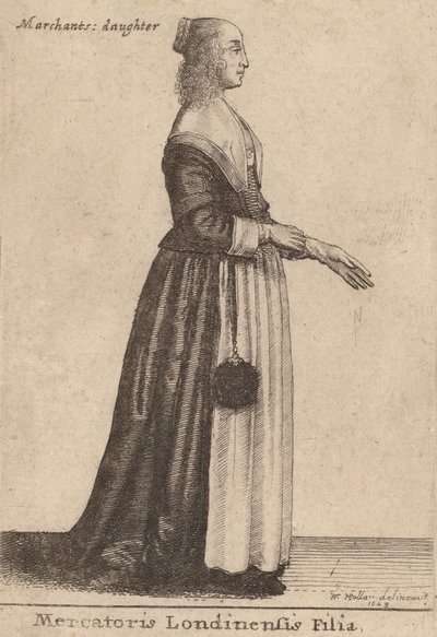 Mercatoris Londinensis Filia, 1643年。 作： Wenceslaus Hollar