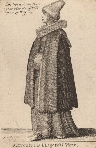 Mercatoris Pragensis Vxor, 1642年。 作： Wenceslaus Hollar