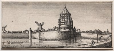 堀のある町の門、1676年。 作： Wenceslaus Hollar