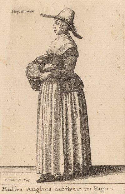 Mulier Anglica Habitans in Pago, 1643. 作： Wenceslaus Hollar