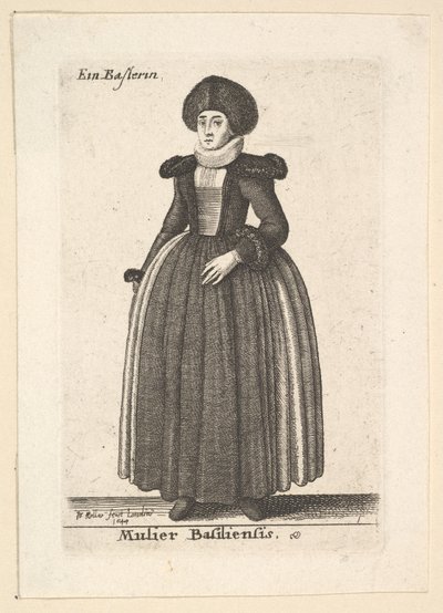 バーゼルの女、バーゼル、1644年。 作： Wenceslaus Hollar