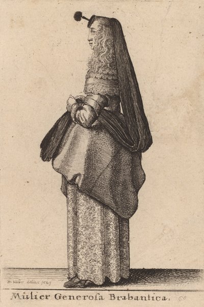 Mulier Generosa Brabantica, 1643年。 作： Wenceslaus Hollar