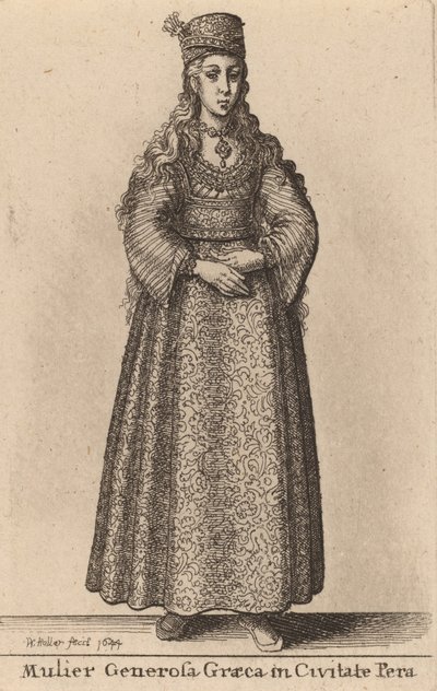 Mulier Generosa Graeca in Civitate Pera, 1644年。 作： Wenceslaus Hollar