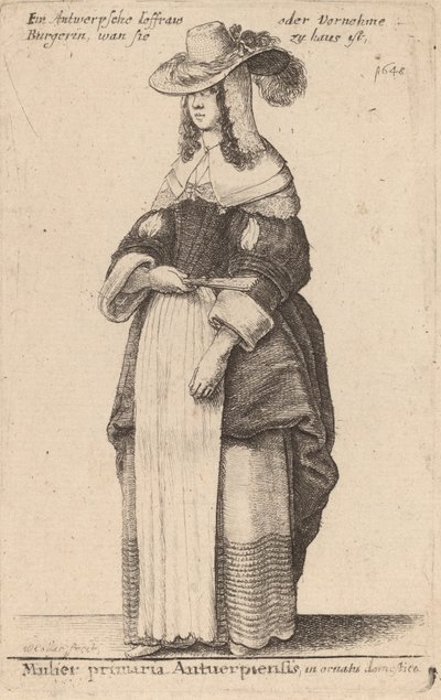 国内装飾のアントワープの女性首相。 作： Wenceslaus Hollar