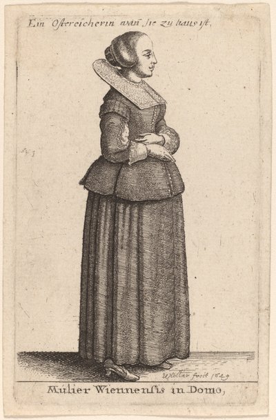 家の中のウィーンの女 作： Wenceslaus Hollar