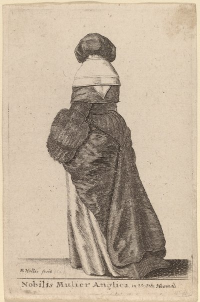 冬のドレスを着た高貴な英国の貴婦人 作： Wenceslaus Hollar
