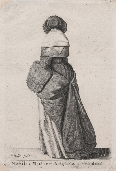 冬のドレスを着た高貴な英国人女性 作： Wenceslaus Hollar