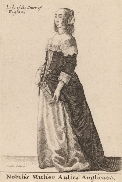 英国宮廷の貴婦人、1643年。 作： Wenceslaus Hollar