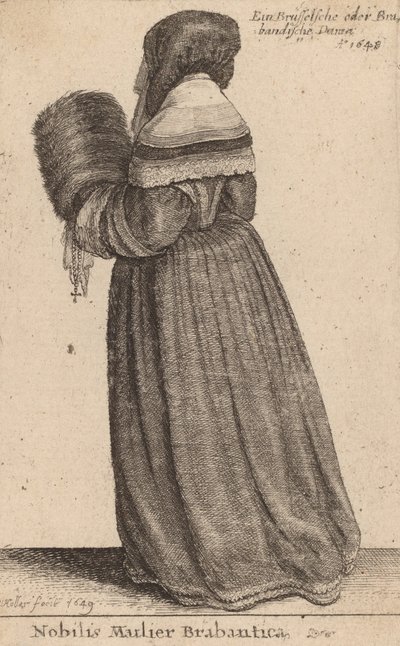 ブラバントの貴婦人、1649年。 作： Wenceslaus Hollar