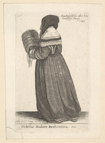 ブラバンティカの高貴な女性、ブラバント出身の貴婦人、1648年。 作： Wenceslaus Hollar