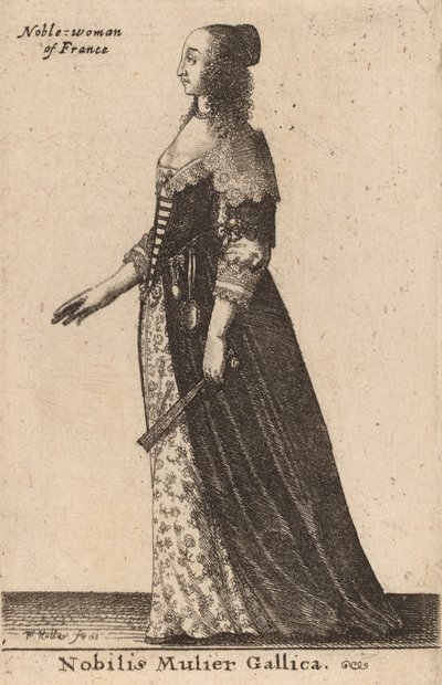 高貴なフランス人女性。 作： Wenceslaus Hollar