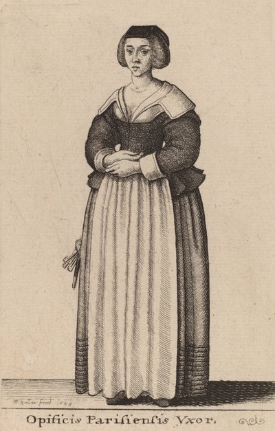 Opificis Parisiensis Vxor, 1643年。 作： Wenceslaus Hollar