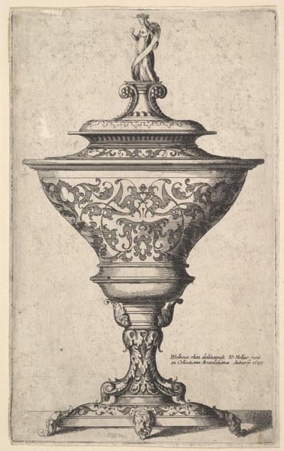 マスクの足に華やかなゴブレット、1645。 作： Wenceslaus Hollar