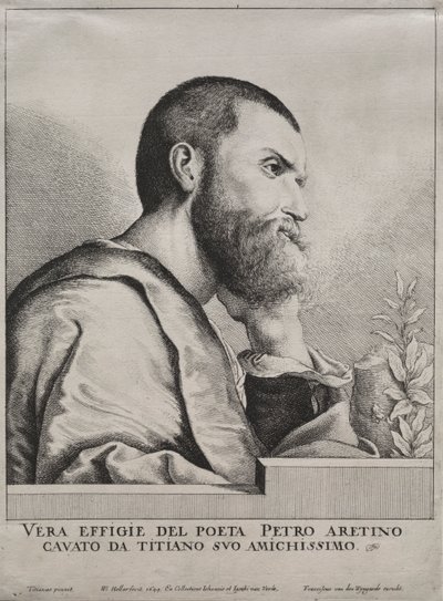 ピエトロ・アレティーノの肖像 作： Wenceslaus Hollar
