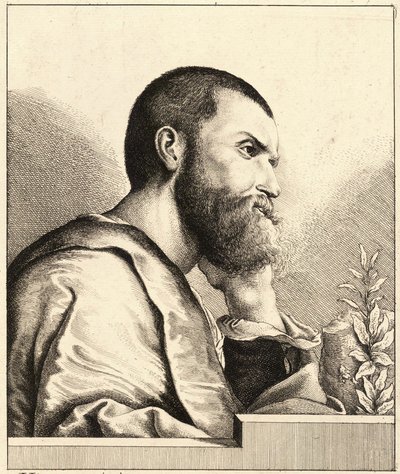 若い男としてのピエトロ・アレティーノの肖像c.1650 作： Wenceslaus Hollar