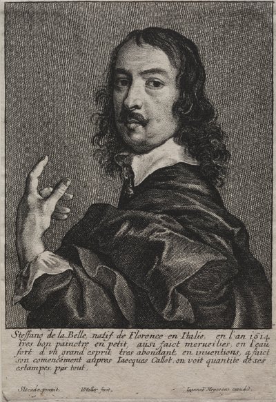 ステファノ・デッラ・ベッラの肖像 作： Wenceslaus Hollar