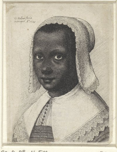 若い黒人女性の肖像、1645 作： Wenceslaus Hollar