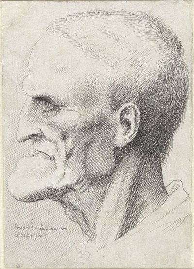 顕著な顎を持つ老人の肖像画 作： Wenceslaus Hollar