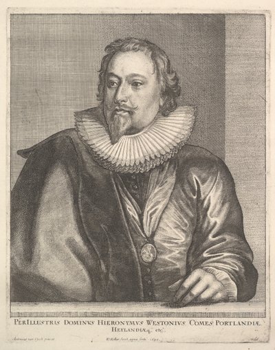 リチャードウェストン、ポートランド伯爵、1645年。 作： Wenceslaus Hollar