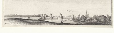 ストラスブールを望む川の風景 ドイツと低地の川の眺め (シリーズ タイトル) 作： Wenceslaus Hollar