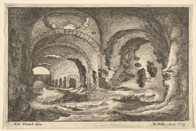 1673年、チボリのローマ時代の遺跡。 作： Wenceslaus Hollar