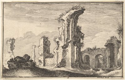 セントクロアデエルサレムの遺跡、17世紀。 作： Wenceslaus Hollar