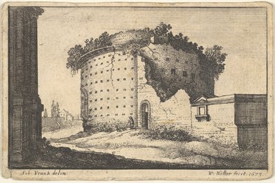 丸い建物の遺跡、1673年。 作： Wenceslaus Hollar