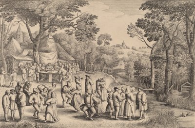 素朴なウェディングダンス、1650年。 作： Wenceslaus Hollar