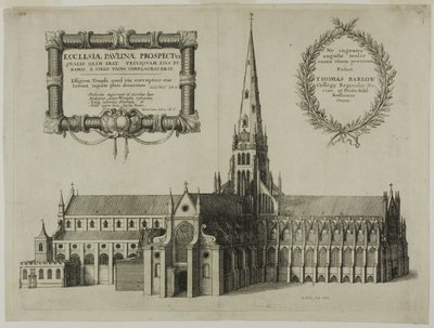 尖塔を南側から見たセント・ポール寺院 作： Wenceslaus Hollar
