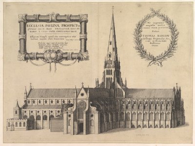 南からのセントポールズ、尖塔のエクレスシアパウリーナ目論見書を表示...、1657年。 作： Wenceslaus Hollar