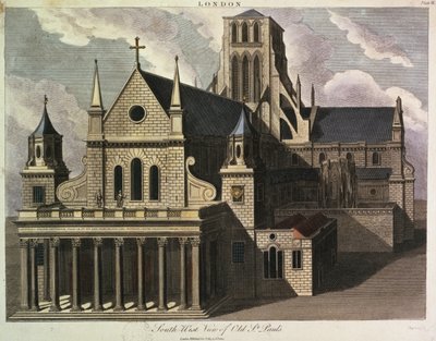 オールドセントポール大聖堂の南側 作： Wenceslaus Hollar