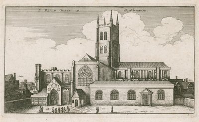 St Mary Overies、サザーク、ロンドン; 1647年付けの図面 作： Wenceslaus Hollar