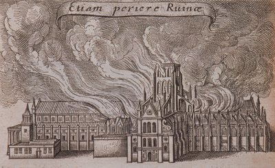 セント ポール大聖堂、ロンドン、火事、1666 年 作： Wenceslaus Hollar