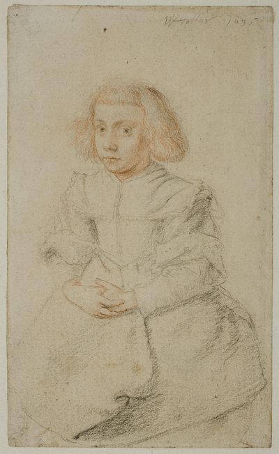 着席した少女の研究、1635 作： Wenceslaus Hollar