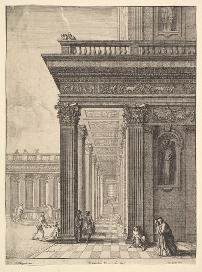 デービッドテニエルス（長老）、1625-77年後の、神殿の中庭。 作： Wenceslaus Hollar
