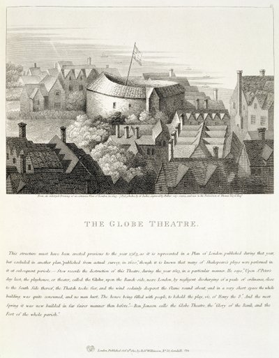 グローブ座、1647年頃、ロンドン、ロバートウィルキンソン発行、1810年 作： Wenceslaus Hollar