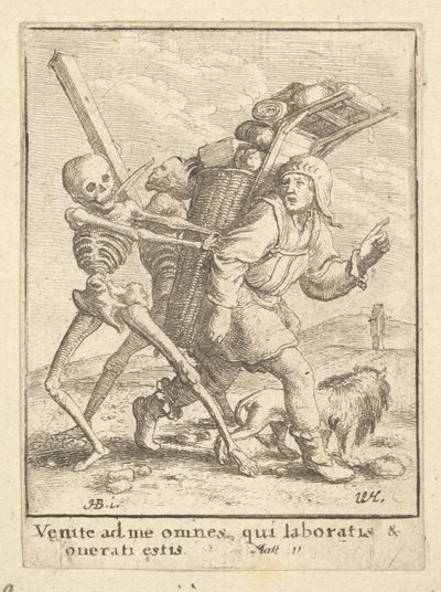 死のダンス、1651年からのペドラー。 作： Wenceslaus Hollar